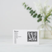 Brief W Middeleeuws Monogram Art Nouveau Visitekaartje (Staand voorkant)