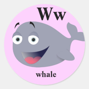 Brief W walvistickers Ronde Sticker