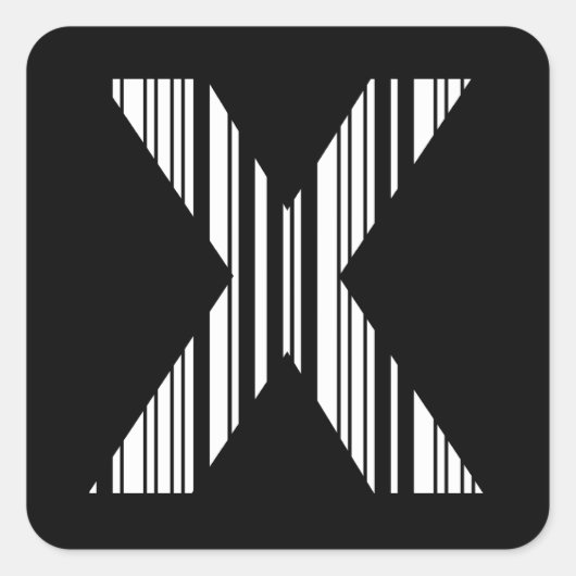 BRIEF X BAR CODE Eerste Initiaal Barcode Patroon Vierkante Sticker (Voorkant)
