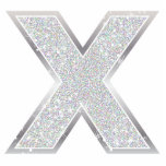 Brief X Fotobeeldje Ornament<br><div class="desc">Brief X zilveren faux glitter</div>