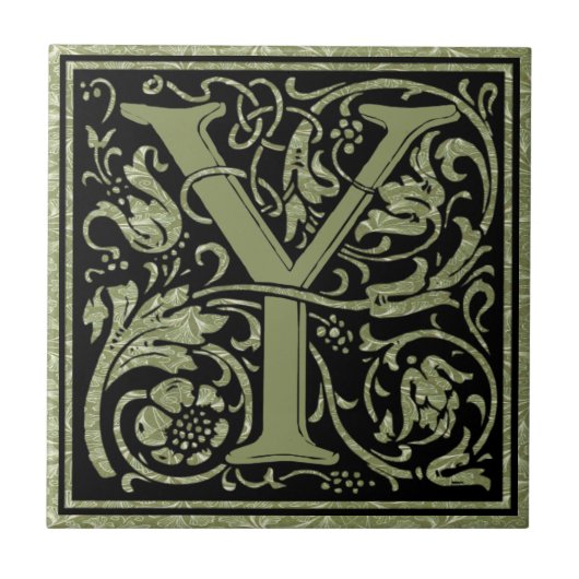 Brief Y Eerste Letter Monogram Tegeltje (Voorkant)