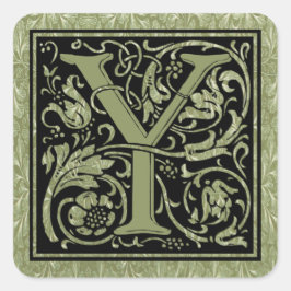 Brief Y Eerste Letter Monogram Vierkante Sticker