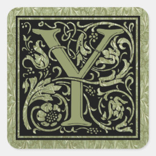 Brief Y Eerste Letter Monogram Vierkante Sticker