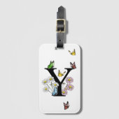 Brief Y Floral Butterfly Monogram Initiaal Bagagelabel (Voorkant (verticaal))