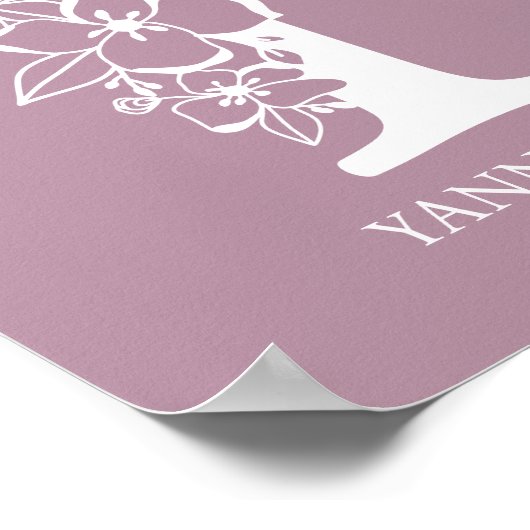 Brief Y Floral Monogram Naam Nursery Modern Poster (Hoek)