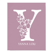 Brief Y Floral Monogram Naam Nursery Modern
