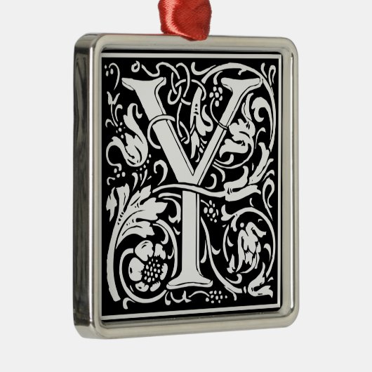 Brief Y Medieval Monogram  Initiaal Metalen Ornament (Rechts)
