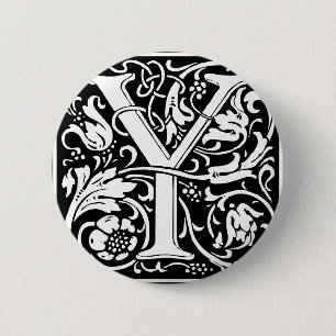 Brief Y Medieval Monogram Initiaal Ronde Button 5,7 Cm