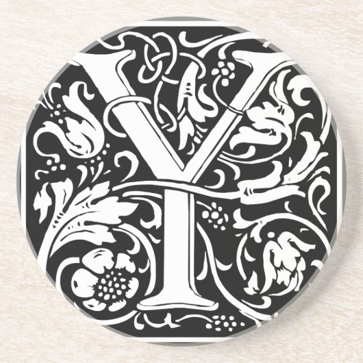 Brief Y Medieval Monogram  Initiaal Zandsteen Onderzetter (Voorkant)