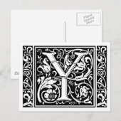Brief Y Middeleeuws Monogram Art Nouveau Briefkaart (Voorkant / Achterkant)