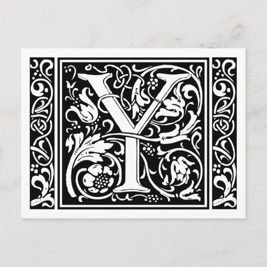 Brief Y Middeleeuws Monogram Art Nouveau Briefkaart (Voorkant)
