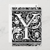 Brief Y Middeleeuws Monogram Art Nouveau Briefkaart (Voorkant / Achterkant)