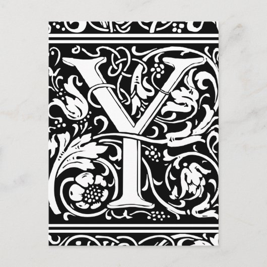 Brief Y Middeleeuws Monogram Art Nouveau Briefkaart (Voorkant)