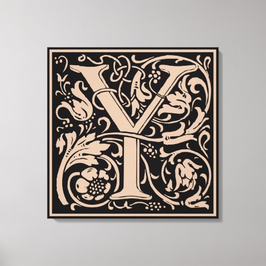 Brief Y Middeleeuws Monogram Art Nouveau Canvas Afdruk (Voorkant)