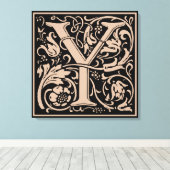 Brief Y Middeleeuws Monogram Art Nouveau Canvas Afdruk (Insitu (Houten vloer))
