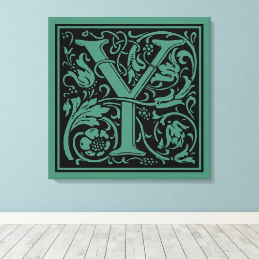 Brief Y Middeleeuws Monogram Art Nouveau Canvas Afdruk (Insitu (Houten vloer))