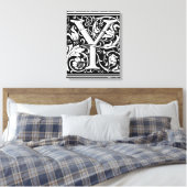 Brief Y Middeleeuws Monogram Art Nouveau Canvas Afdruk (Insitu (Slaapkamer))