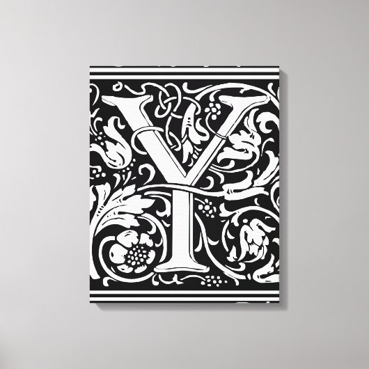 Brief Y Middeleeuws Monogram Art Nouveau Canvas Afdruk (Voorkant)