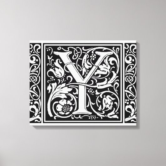 Brief Y Middeleeuws Monogram Art Nouveau Canvas Afdruk (Voorkant)