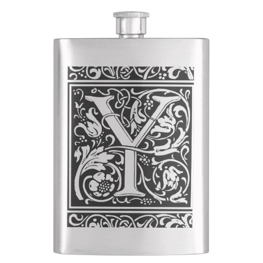 Brief Y Middeleeuws Monogram Art Nouveau Heupfles (Voorkant)