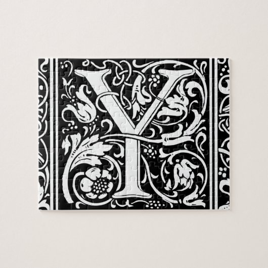 Brief Y Middeleeuws Monogram Art Nouveau Legpuzzel (Horizontaal)