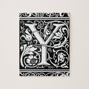 Brief Y Middeleeuws Monogram Art Nouveau Legpuzzel