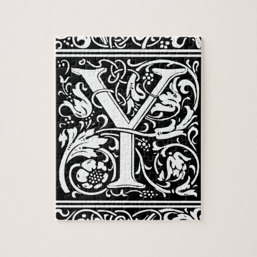 Brief Y Middeleeuws Monogram Art Nouveau Legpuzzel (Verticaal)