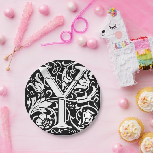 Brief Y Middeleeuws Monogram Art Nouveau Papieren Bordje (Feest)