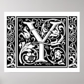 Brief Y Middeleeuws Monogram Art Nouveau Poster (Voorkant)