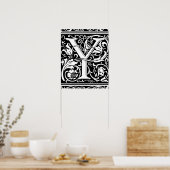 Brief Y Middeleeuws Monogram Art Nouveau Poster (Keuken)