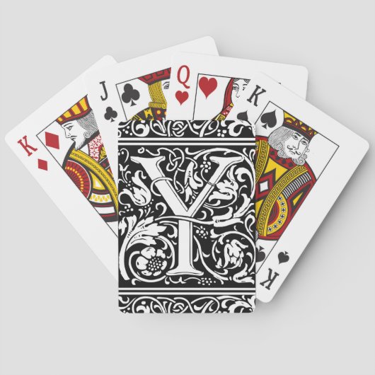 Brief Y Middeleeuws Monogram Art Nouveau Speelkaarten (Achterkant)