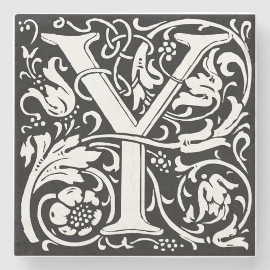 Brief Y Middeleeuws Monogram Art Nouveau Stenen Onderzetter (Voorkant)