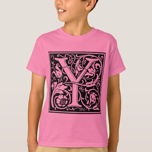 Brief Y Middeleeuws Monogram Art Nouveau T-shirt (Voorkant)