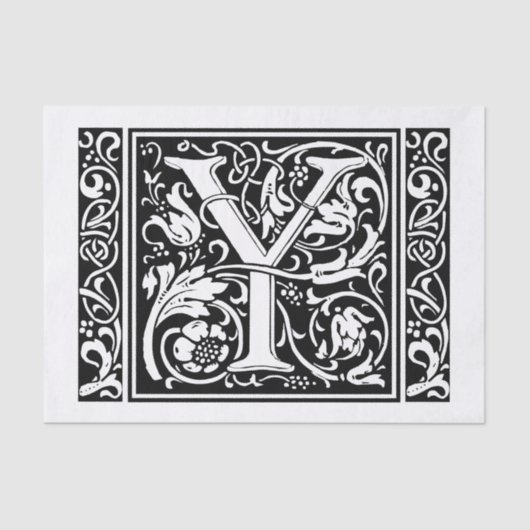 Brief Y Middeleeuws Monogram Art Nouveau Tissuepapier (Voorkant)