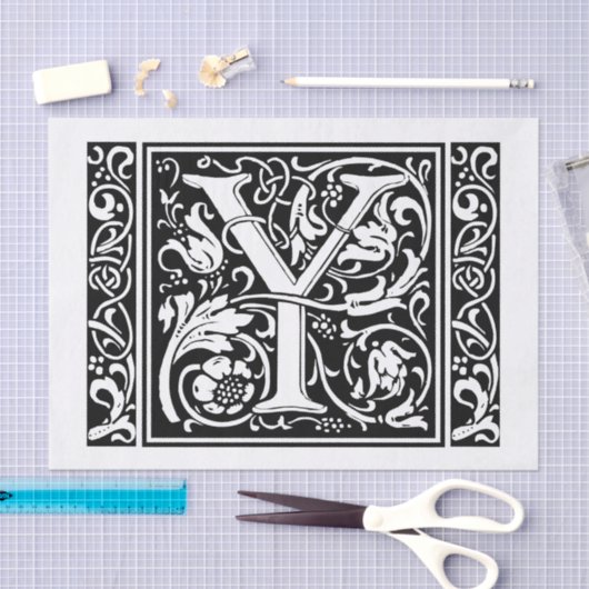 Brief Y Middeleeuws Monogram Art Nouveau Tissuepapier (Craft)