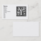 Brief Y Middeleeuws Monogram Art Nouveau Visitekaartje (Voorkant / Achterkant)