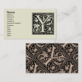 Brief Y Middeleeuws Monogram Art Nouveau Visitekaartje (Voorkant / Achterkant)