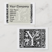 Brief Y Middeleeuws Monogram Art Nouveau Visitekaartje (Voorkant / Achterkant)