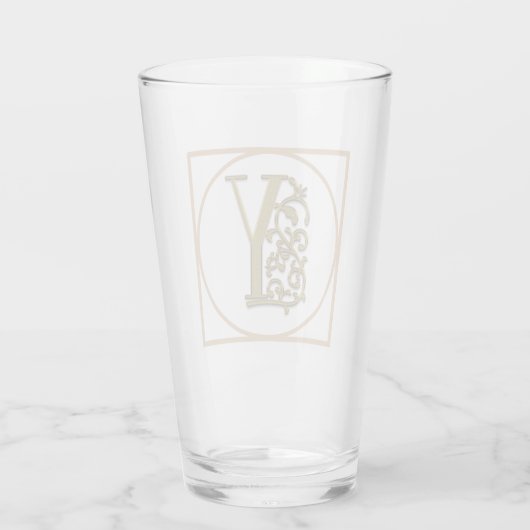 BRIEF Y MONOGRAM Beauful Wedding New Home Gift Glas (Achterkant)