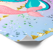 Brief Y Monogram Waterverf Cute Mermaid Nursery Poster (Hoek)