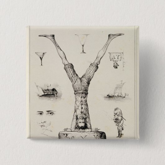 Brief Y van een alfabet-primer Vierkante Button 5,1 Cm (Voorkant)