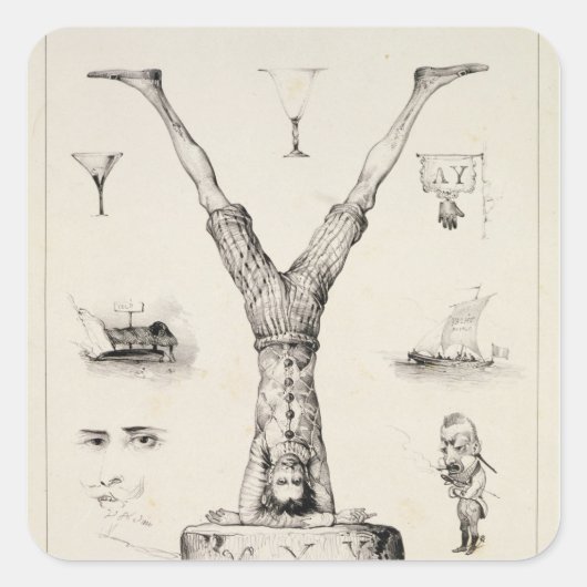 Brief Y van een alfabet-primer Vierkante Sticker (Voorkant)