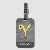 Brief Y van gepersonaliseerde grijs- en goudmonogr Bagagelabel (Voorkant (verticaal))