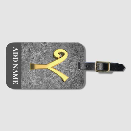 Brief Y van gepersonaliseerde grijs- en goudmonogr Bagagelabel (Voorkant (horizontaal))