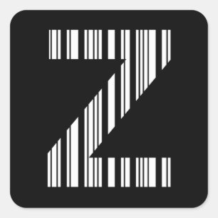 BRIEF Z BAR CODE Eerste Initiaal Barcode Patroon Vierkante Sticker