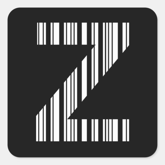 BRIEF Z BAR CODE Eerste Initiaal Barcode Patroon Vierkante Sticker (Voorkant)