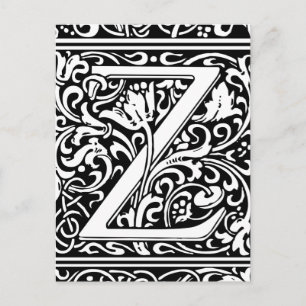 Brief Z Middeleeuws Monogram Art Nouveau Briefkaart
