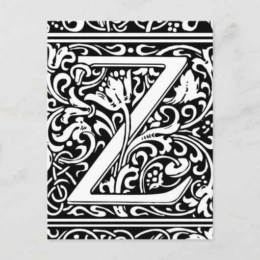 Brief Z Middeleeuws Monogram Art Nouveau Briefkaart (Voorkant)