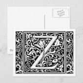 Brief Z Middeleeuws Monogram Art Nouveau Briefkaart (Voorkant / Achterkant)