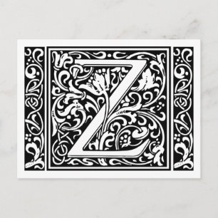 Brief Z Middeleeuws Monogram Art Nouveau Briefkaart